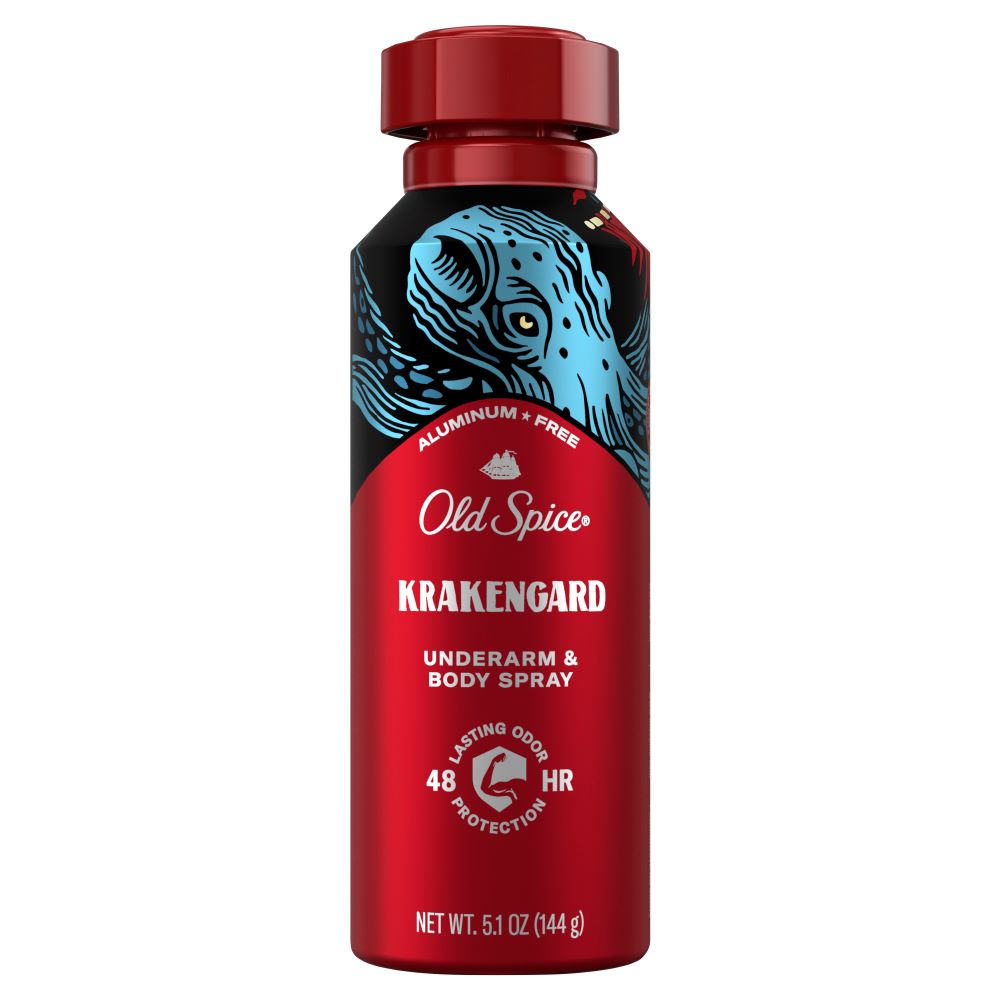 Previous Packaging for Old Spice Aluminum Free Body Spray for Men, Krakengard, 5.1 Oz
