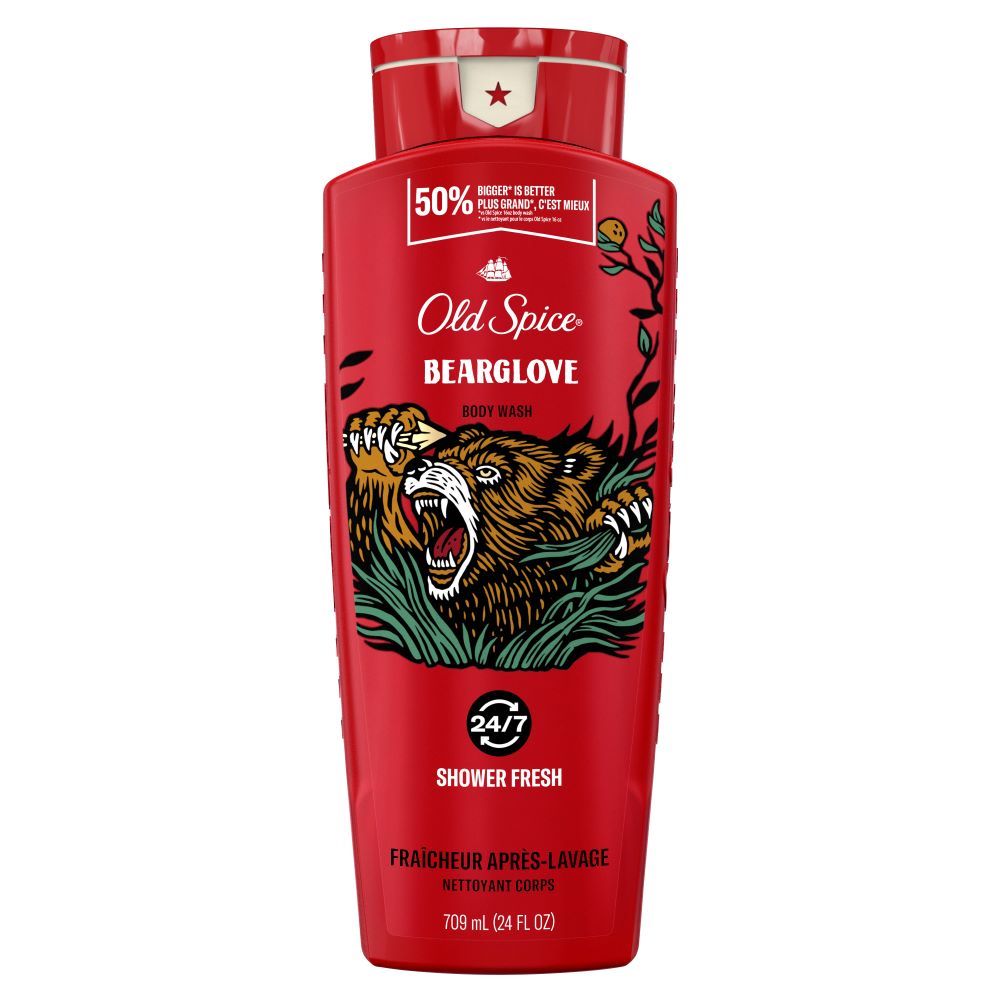 Old Spice Body Wash for Men, 24/7 Shower Clean, Bearglove, 24oz