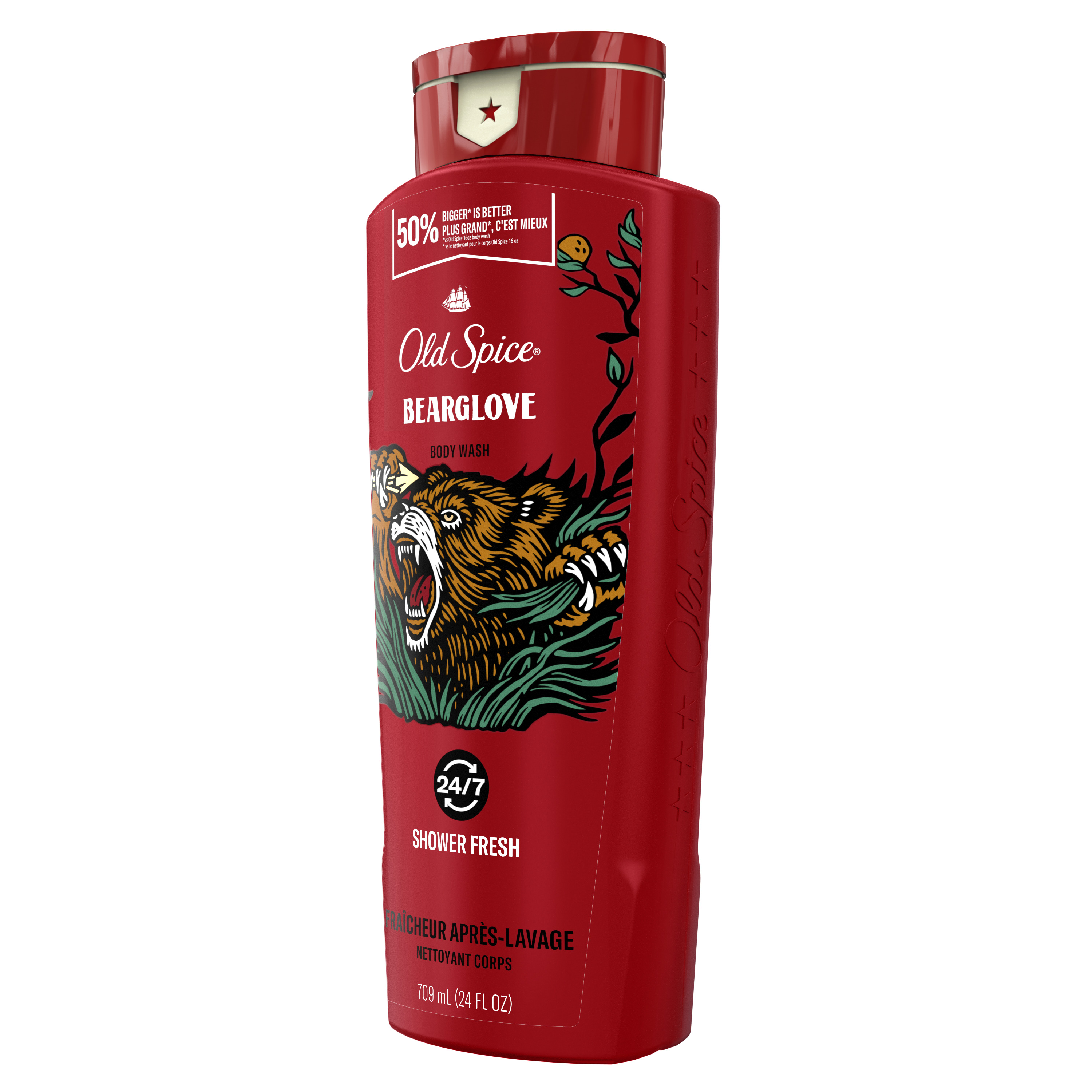 Old Spice Body Wash for Men, 24/7 Shower Clean, Bearglove, 24oz