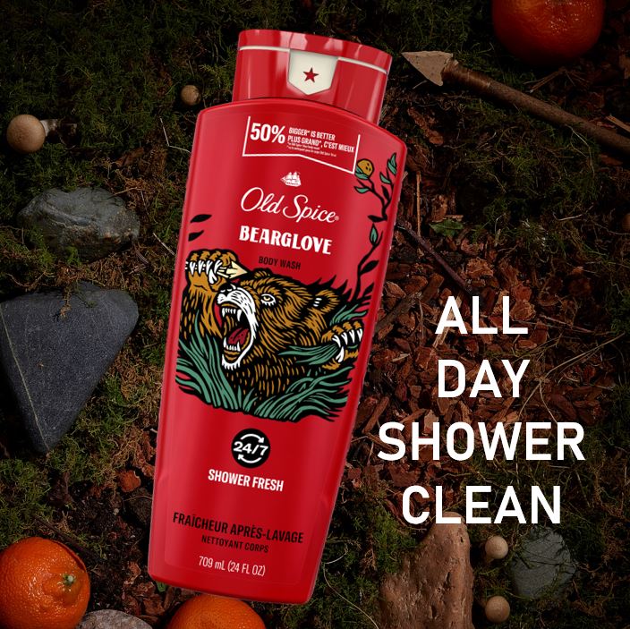 Old Spice Body Wash for Men, 24/7 Shower Clean, Bearglove, 24oz