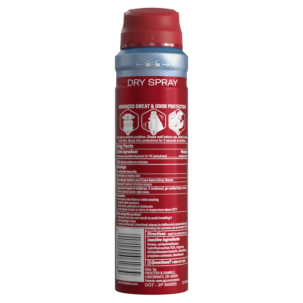 Old Spice Aqua Reef Dry Spray 4.3 oz
Back of Pack