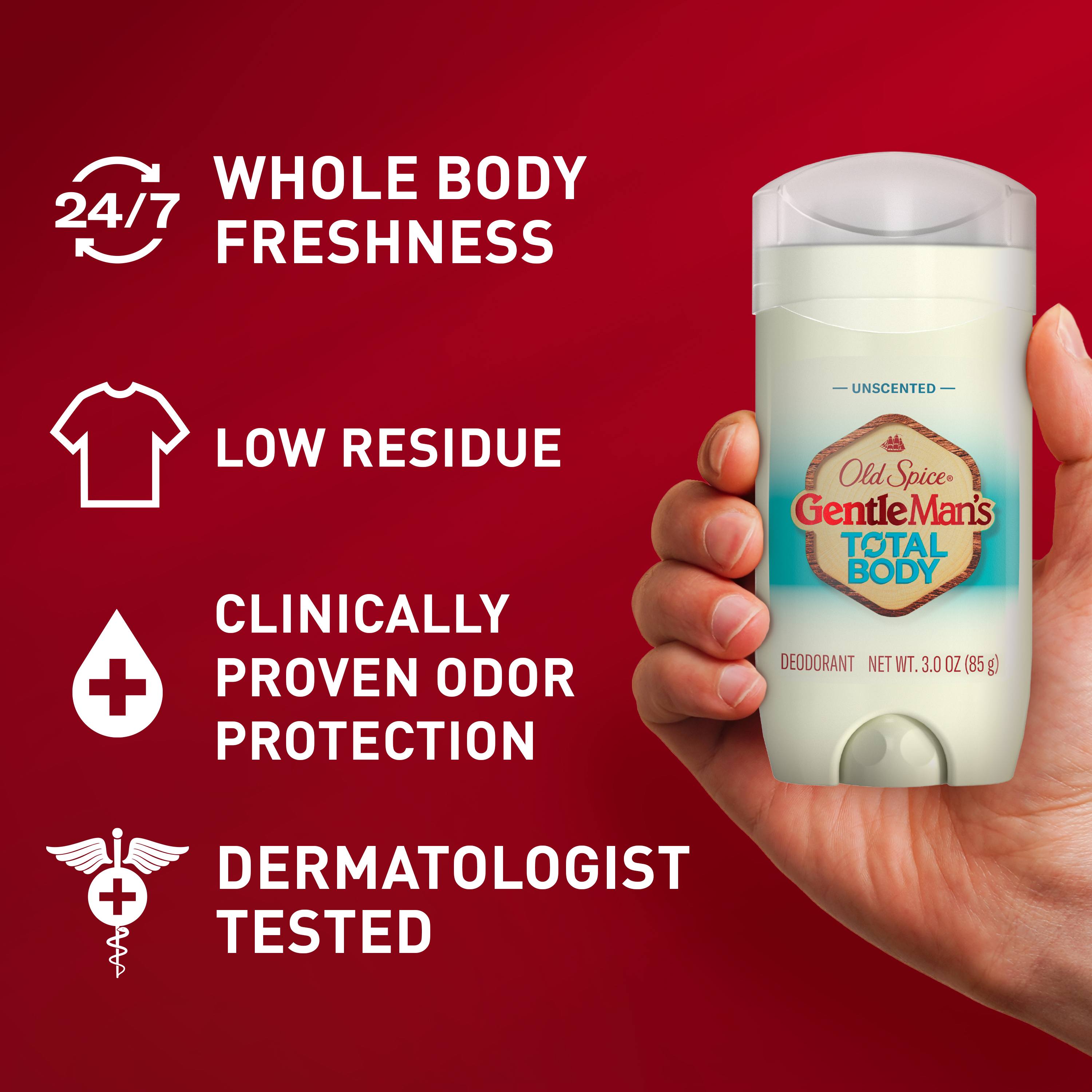 Old Spice GentleMan’s Blend Total Deodorant, Unscented