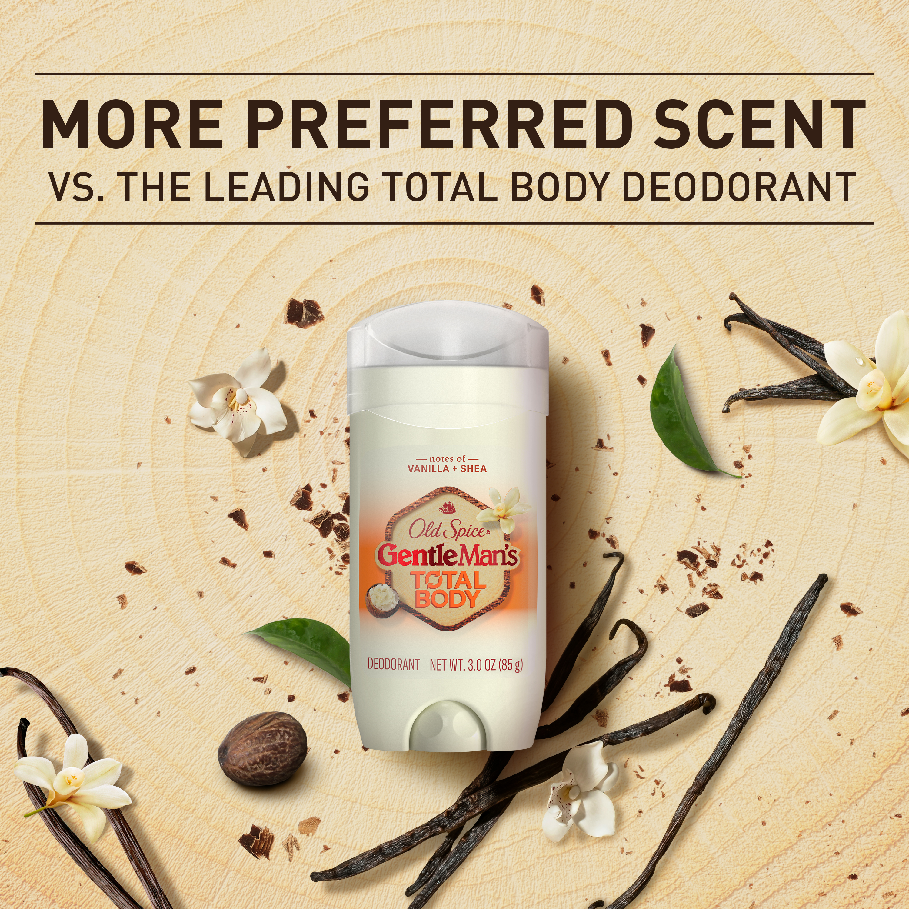 More preferred scent vs the leading total body deodorant. Old Spice GentleMan’s Blend Total Body Deodorant, Vanilla + Shea, Aluminum Free Stick for 24/7 Freshness From Pits to Toes and Down Below // Dermatologist Tested Full Body Deodorant, 3 oz
