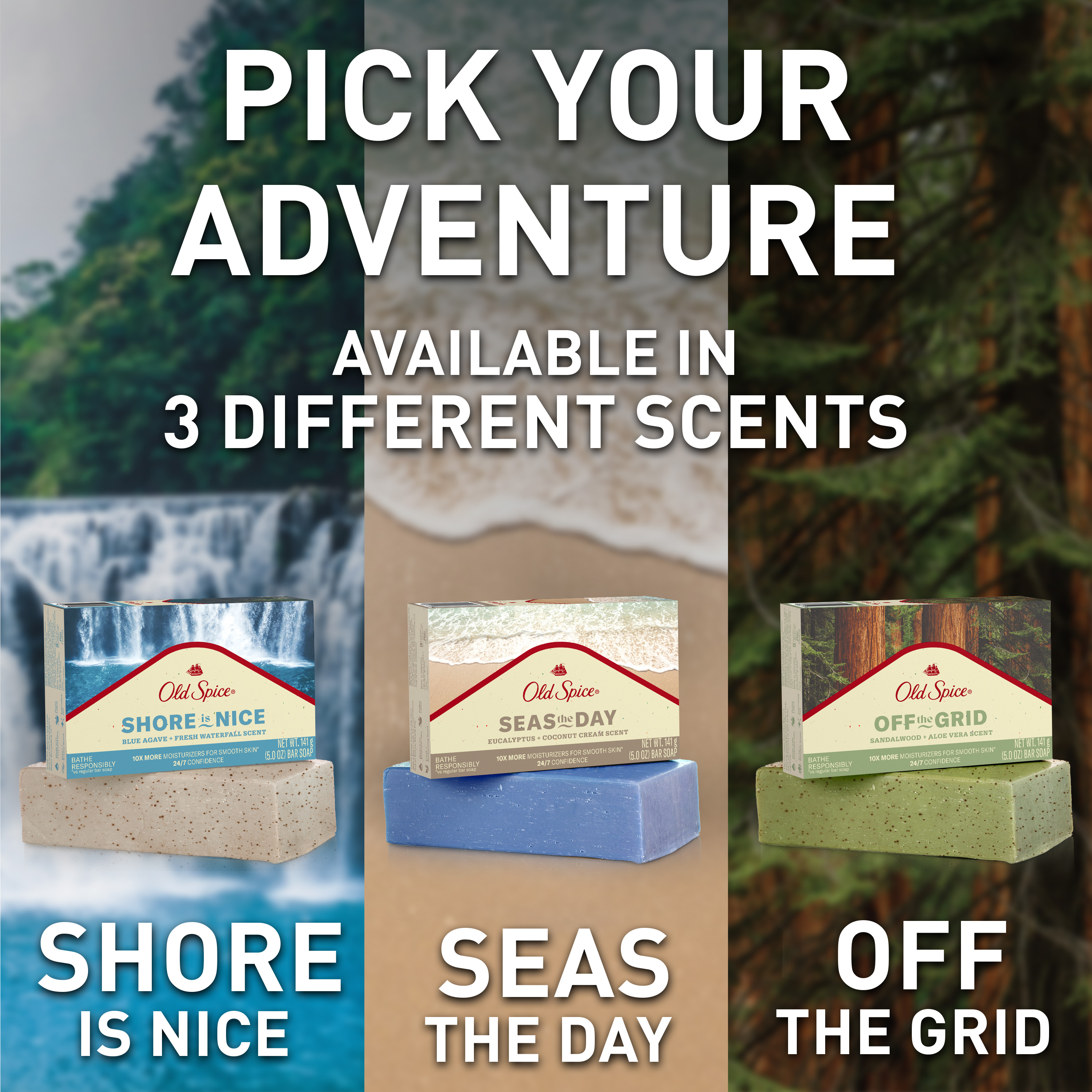 Old Spice Premium Bar Soap, Shore is Nice Blue Agave + Fresh Waterfall Scent