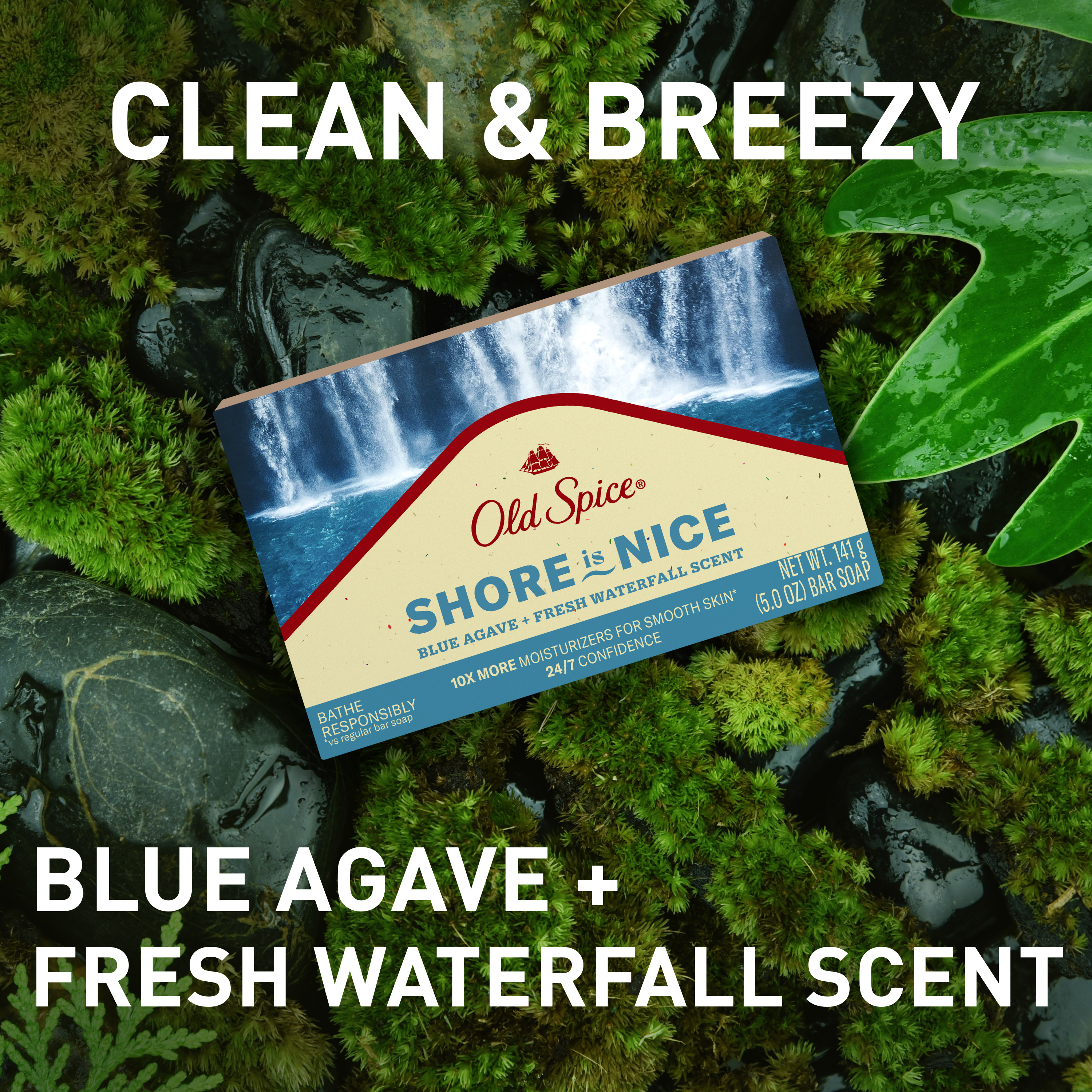 Old Spice Premium Bar Soap, Shore is Nice Blue Agave + Fresh Waterfall Scent