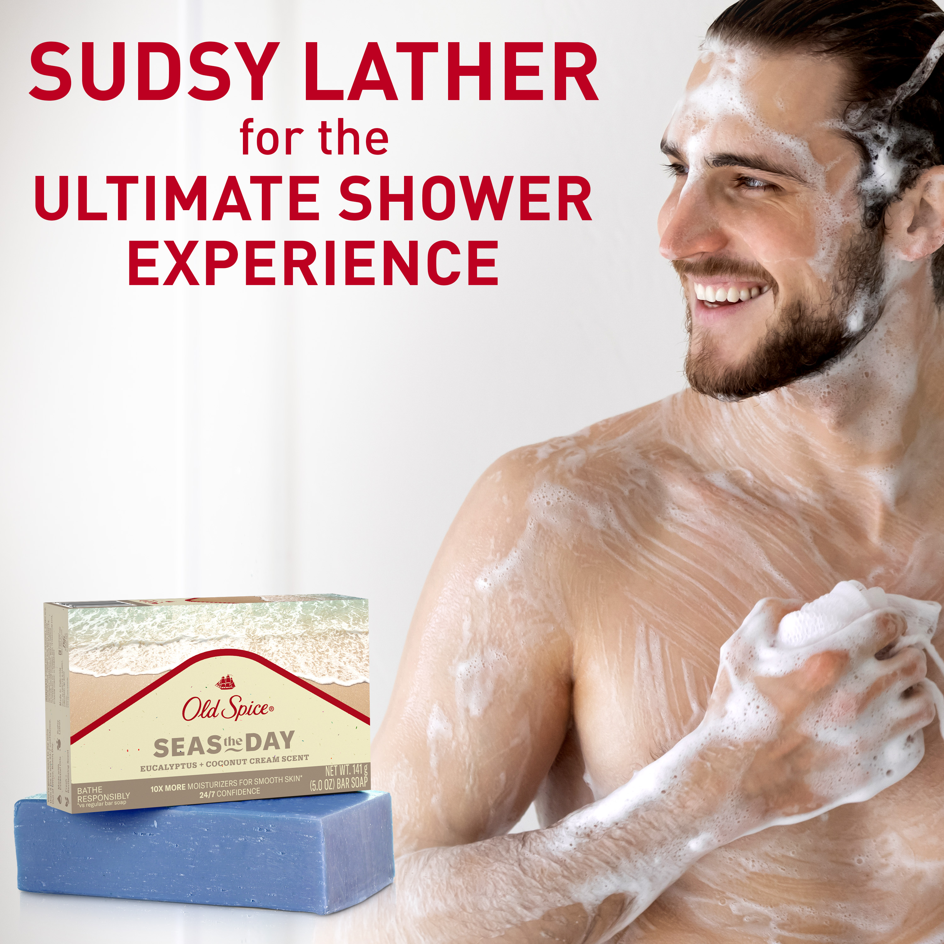 Old Spice Premium Bar Soap, Seas The Day Eucalyptus and Coconut Cream Scent