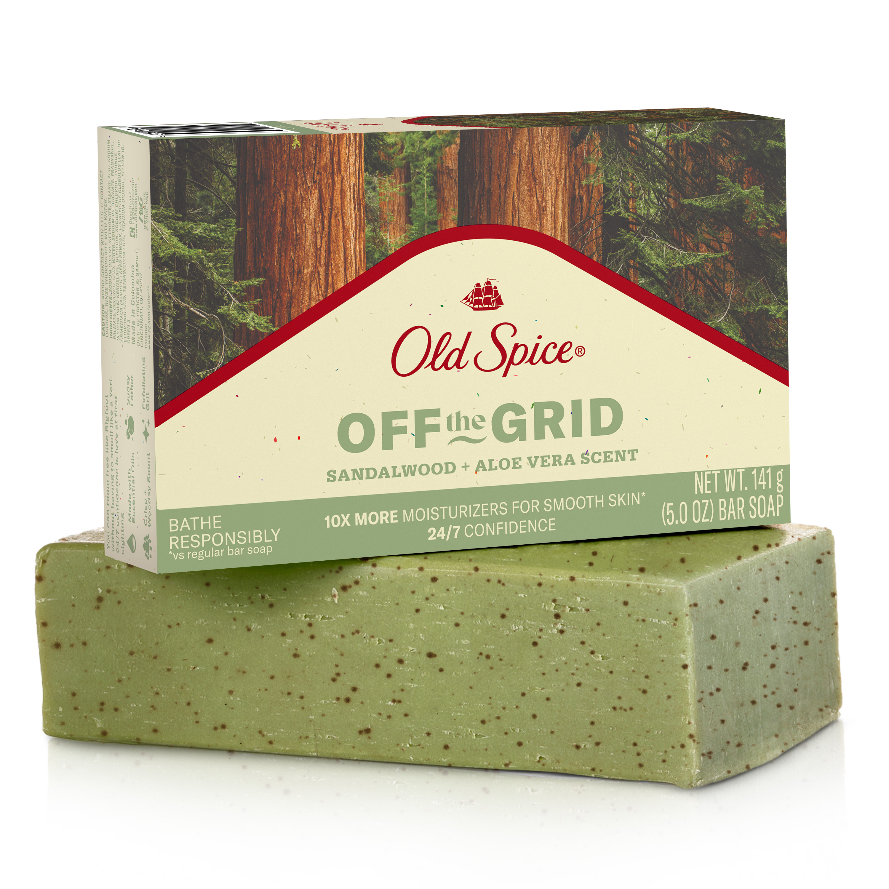 Old Spice Premium Bar Soap, Off the Grid Sandalwood + Aloe Vera Scent 5 Oz