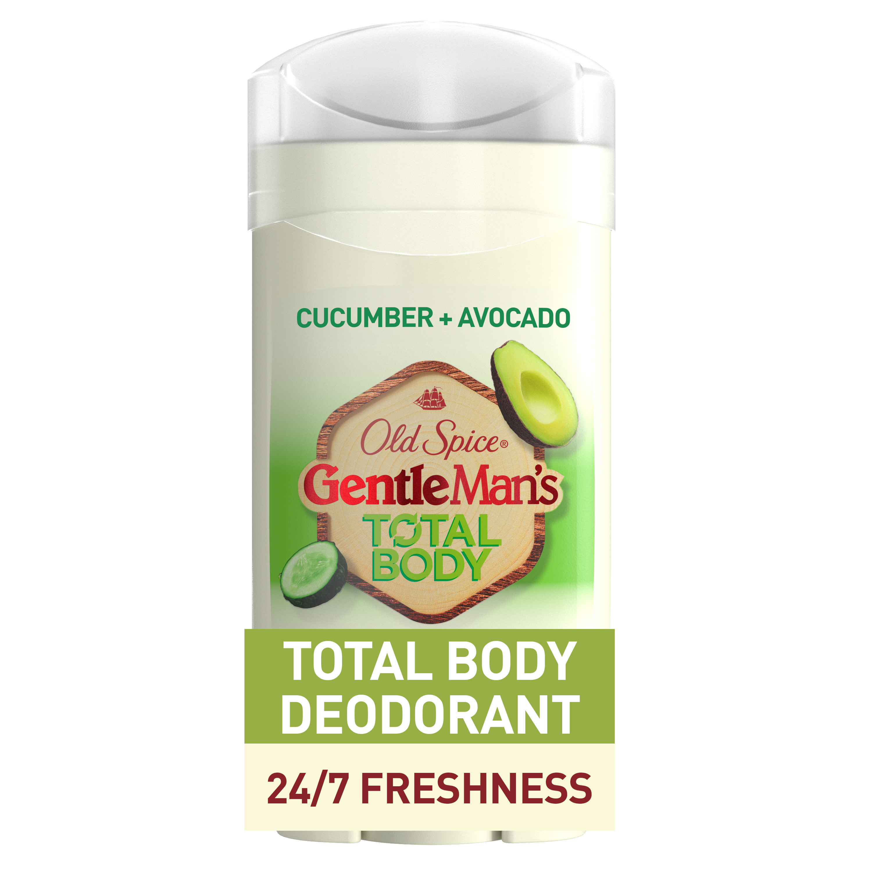 Old Spice GentleMan’s Blend Total Deodorant, Cucumber + Avocado, Aluminum Free Stick For 24/7 Freshness From Pits to Toes and Down Below, 3 oz