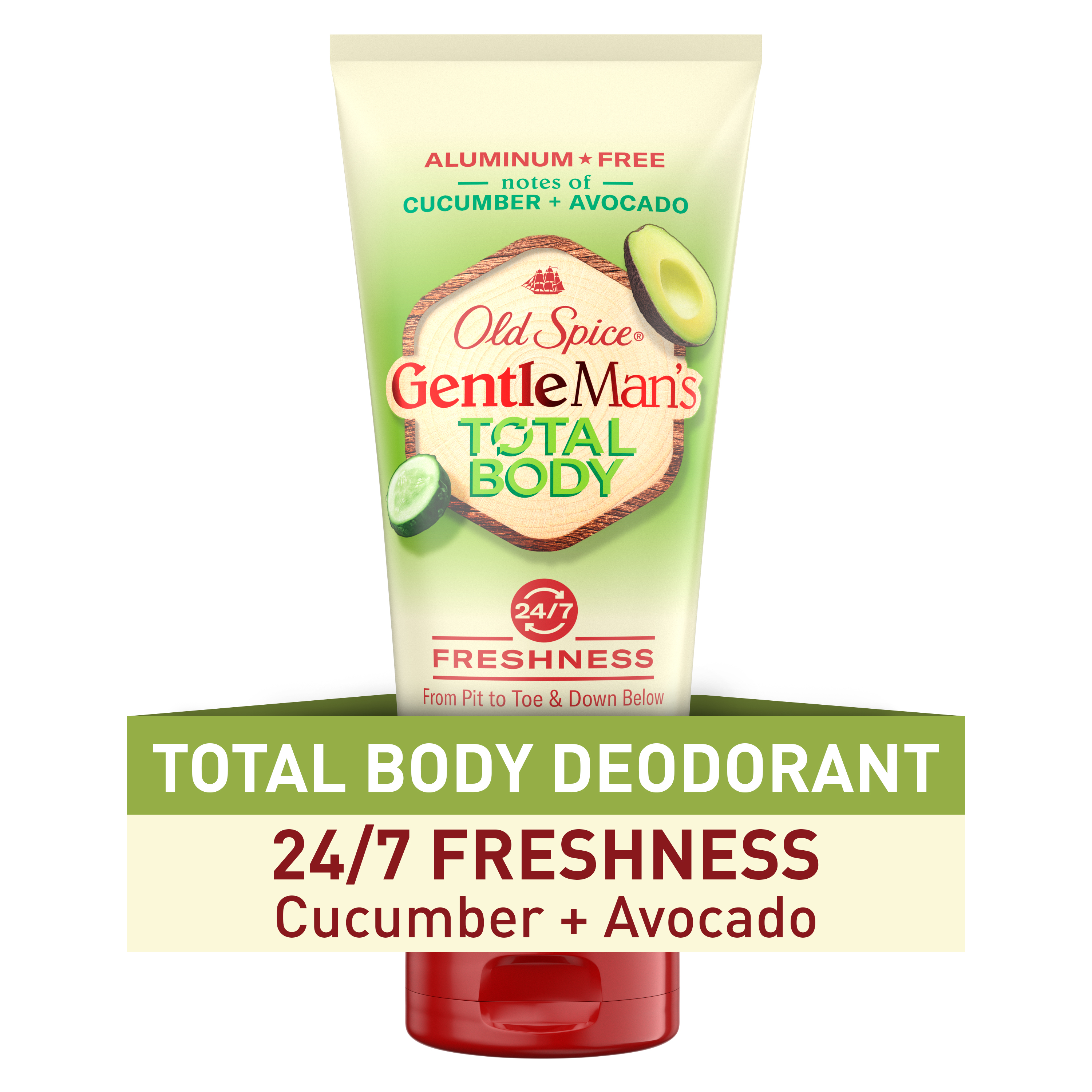 Old Spice Total Body Deodorant Aluminum Free Cream Cucumber Avocado 3 Oz