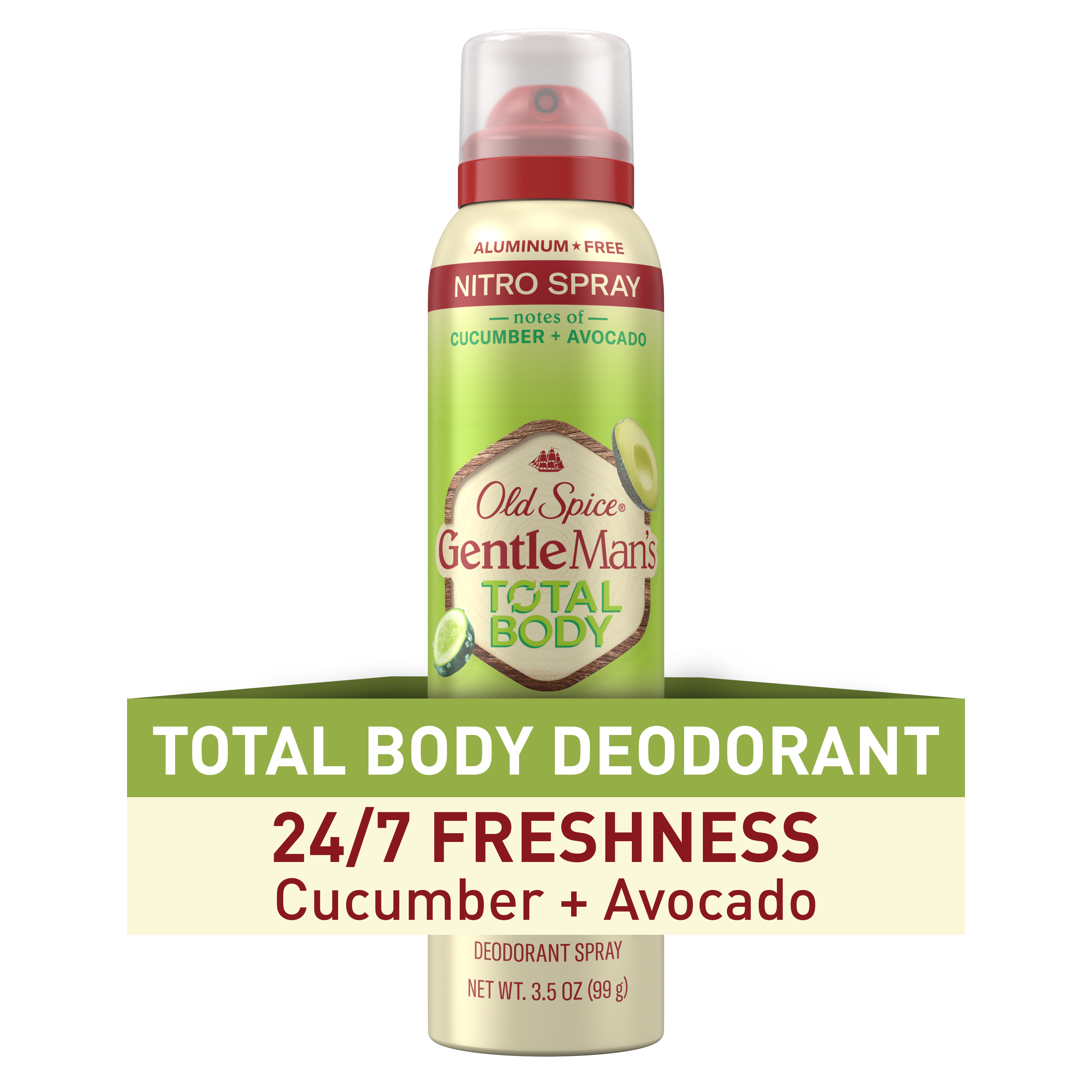 Old Spice Total Body Deodorant Aluminum Free Spray Cucumber Avocado 3 Oz